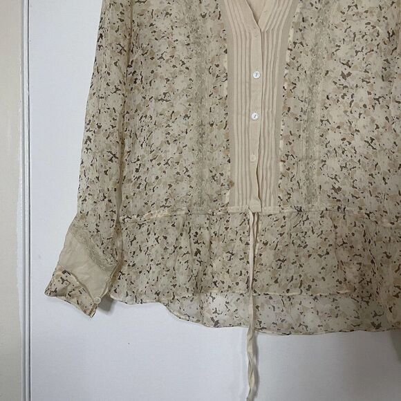 INC international concepts silk chiffon beige floral blouse top Petite 2 - Picture 5 of 5